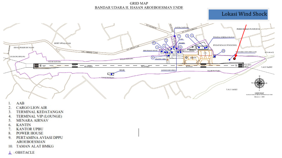 Gambar Peta Bandara Gambar Lokasi Bandar Udara yang menunjukan Fasilitas Utama Bandar Udara dan Penunjuk Arah Angin
