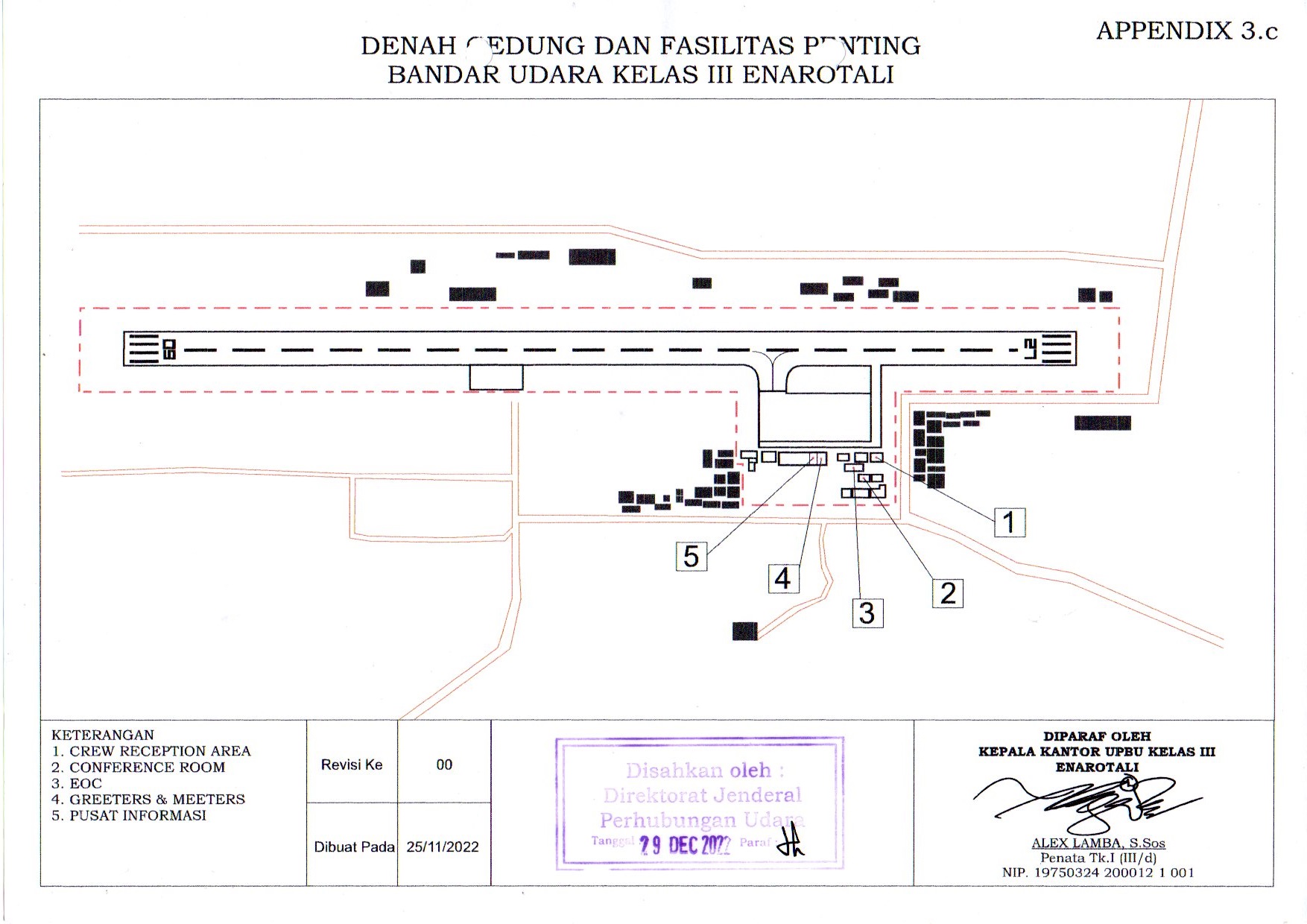 Gambar Peta Bandara Denah Gedung dan  Fasilitas Penting Bandar Udara Enarotali