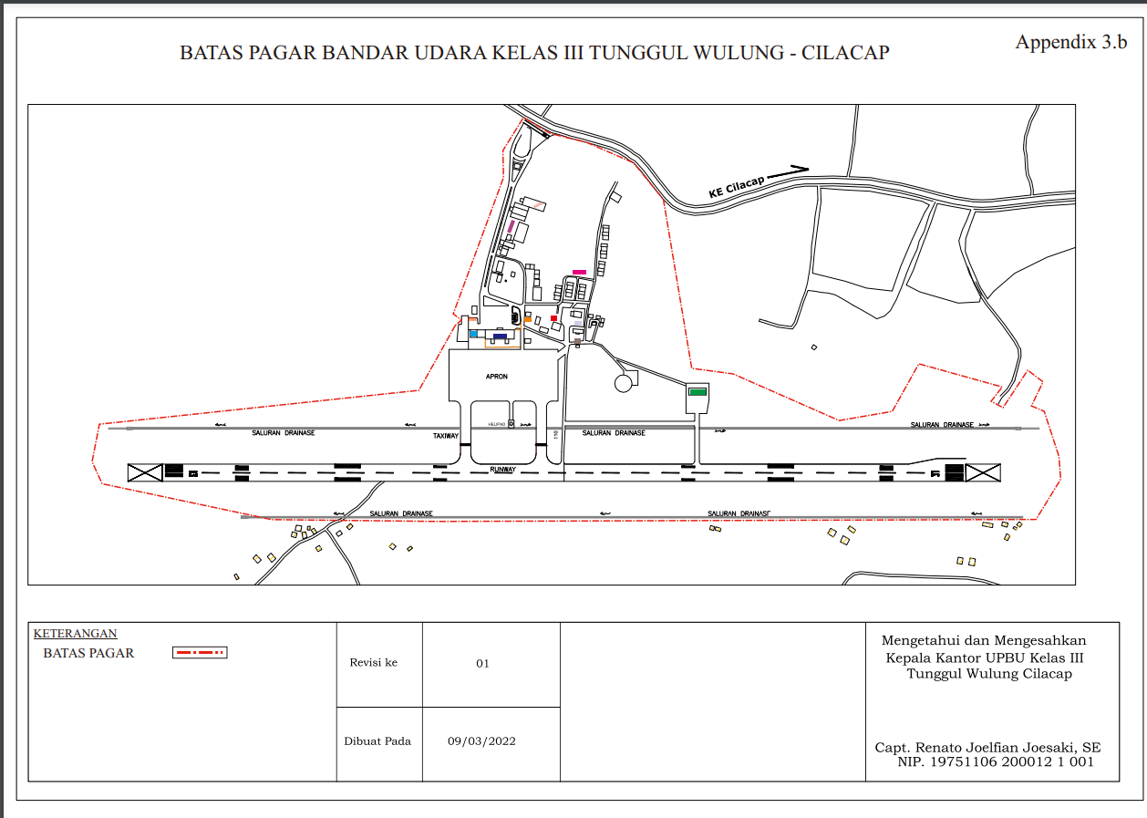 Gambar Peta Bandara peta batas pagar Bandara Tunggul Wulung
