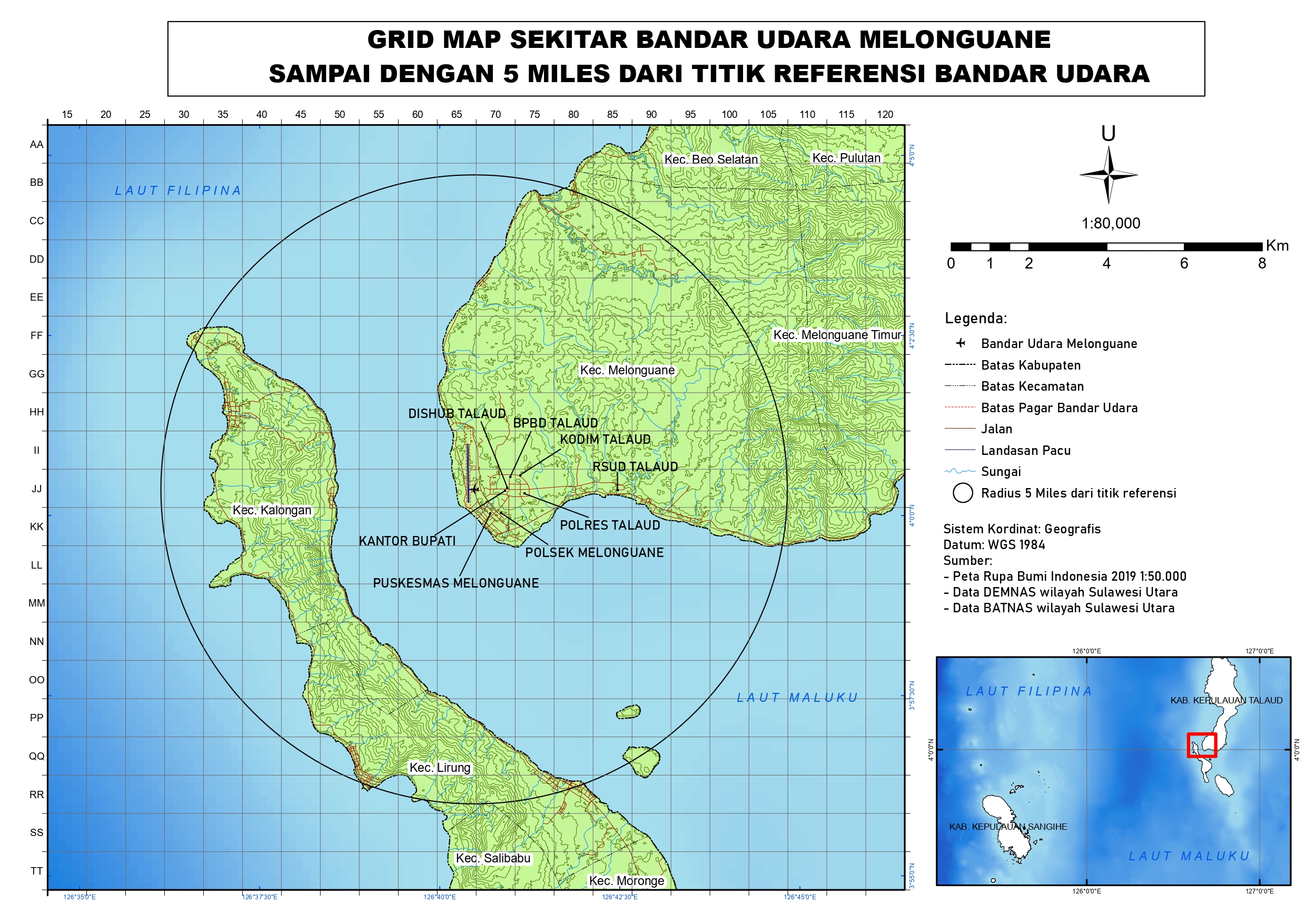Gambar Peta Bandara GRID MAP 5 MILES_BANDARA MELONGUANE