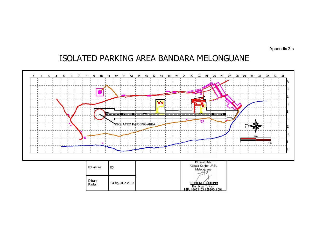 Gambar Peta Bandara Isolated Parking Area_Bandara Melonguane