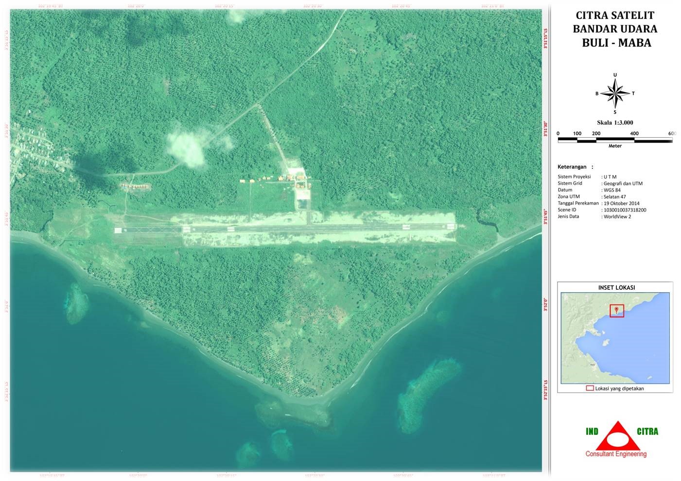 Gambar Peta Bandara Peta Bandara Buli dilihat dari citra satelit
