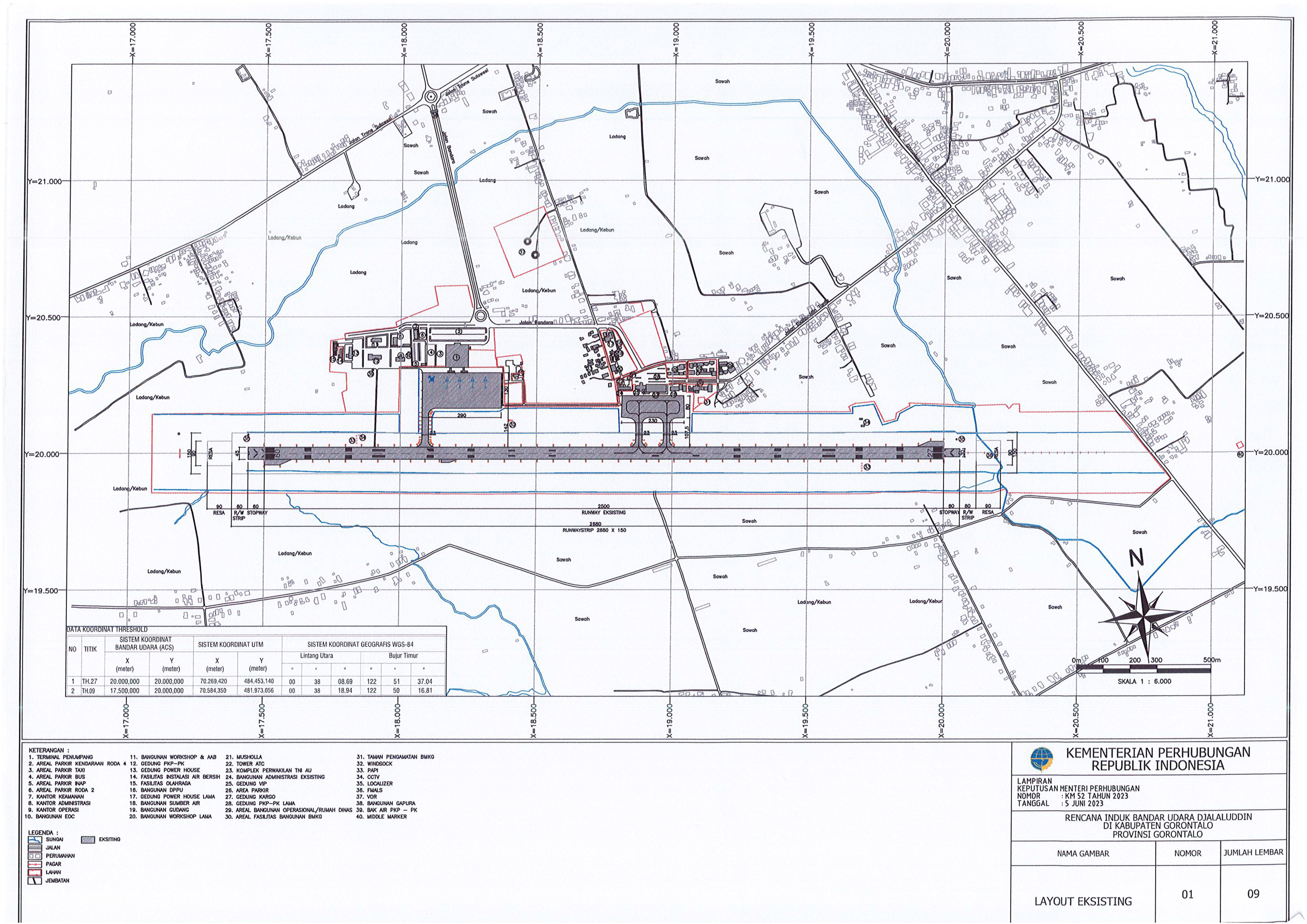 Gambar Peta Bandara Layout Bandara (Rencana Induk Bandara Djalaluddin Gorontalo KM 52 Tahun 2023)