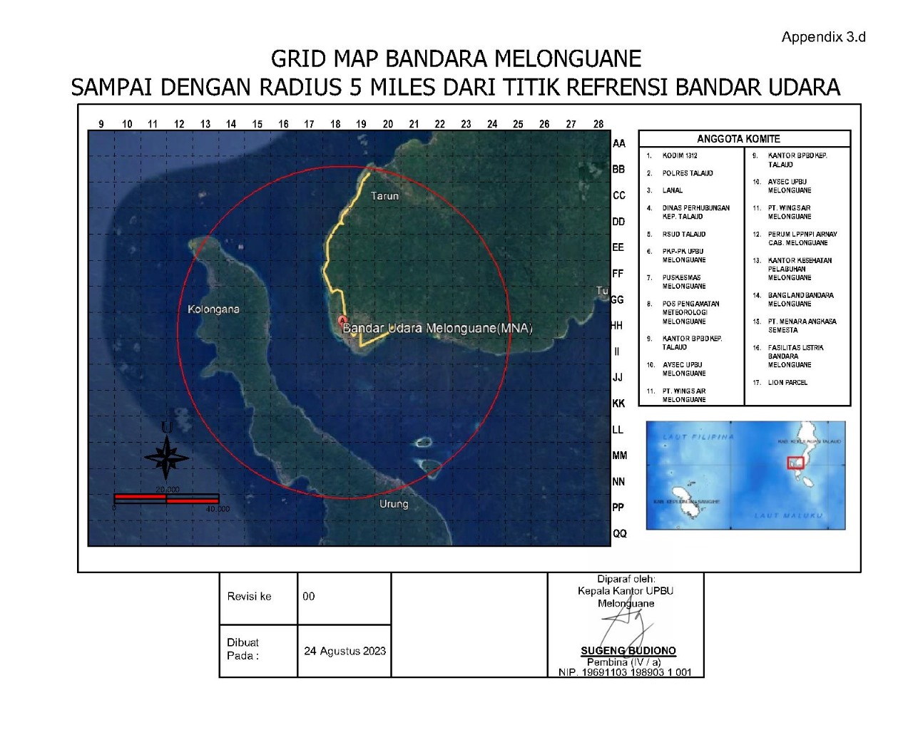 Gambar Peta Bandara Grid Map 5 Miles (2)_Bandara Melonguane