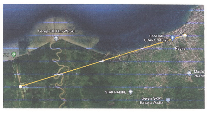Gambar Peta Bandara Jarak Bandara Nabire Lama ke Bandara Nabire Baru (Douw Aturure) 24 km