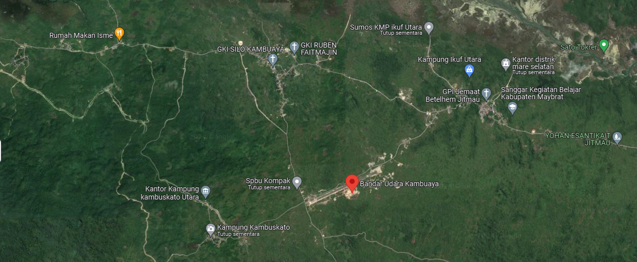 Gambar Peta Bandara Peta Bandar Udara Kambuaya berdasarkan : Google Maps 